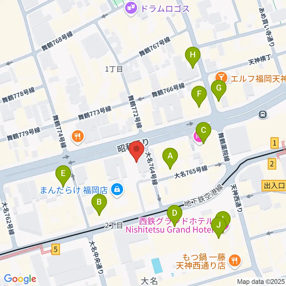 シアーミュージック福岡天神校周辺のホテル一覧地図