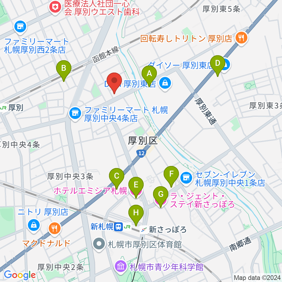 スズキメソード札幌支部 立木教室周辺のホテル一覧地図