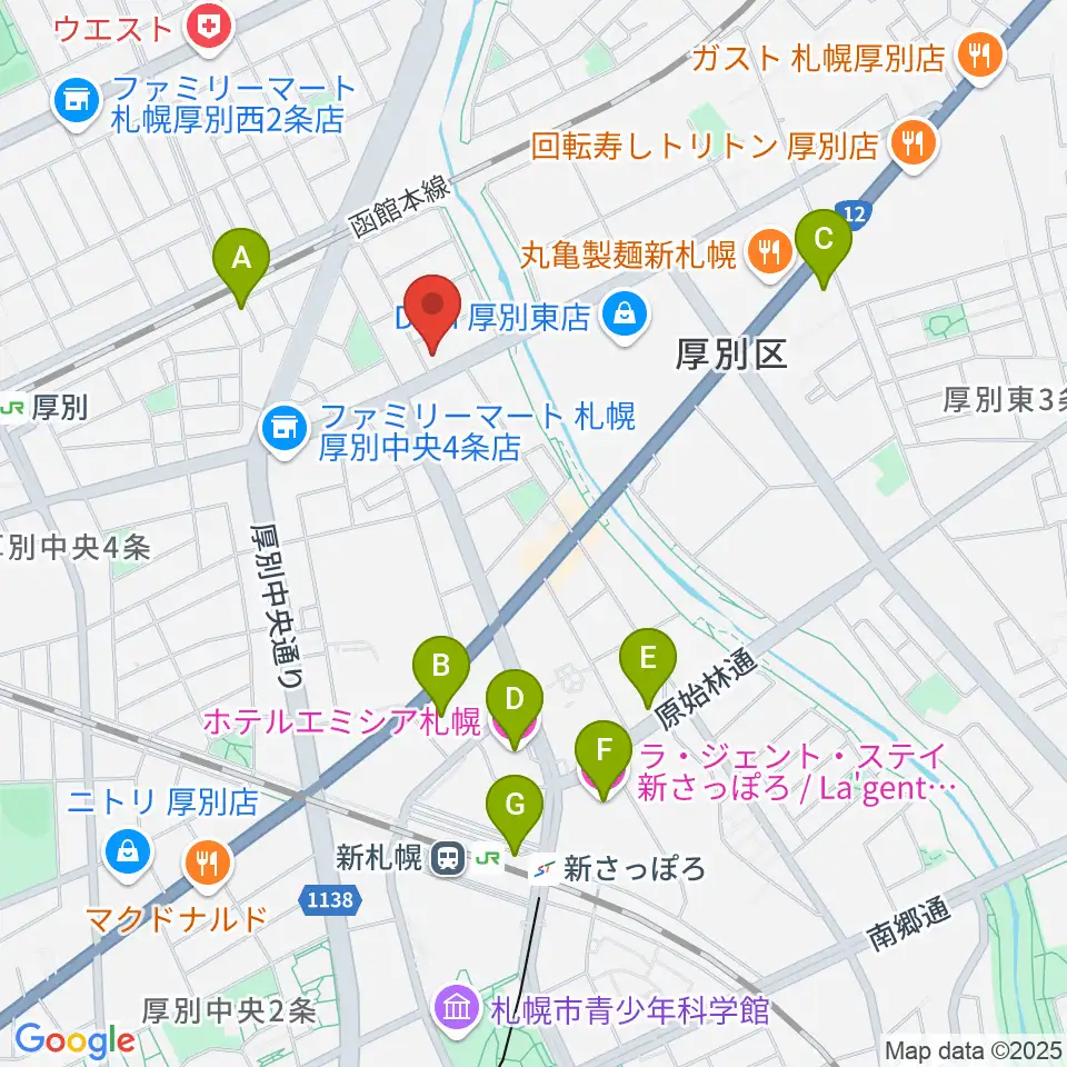 スズキメソード札幌支部 立木教室周辺のホテル一覧地図