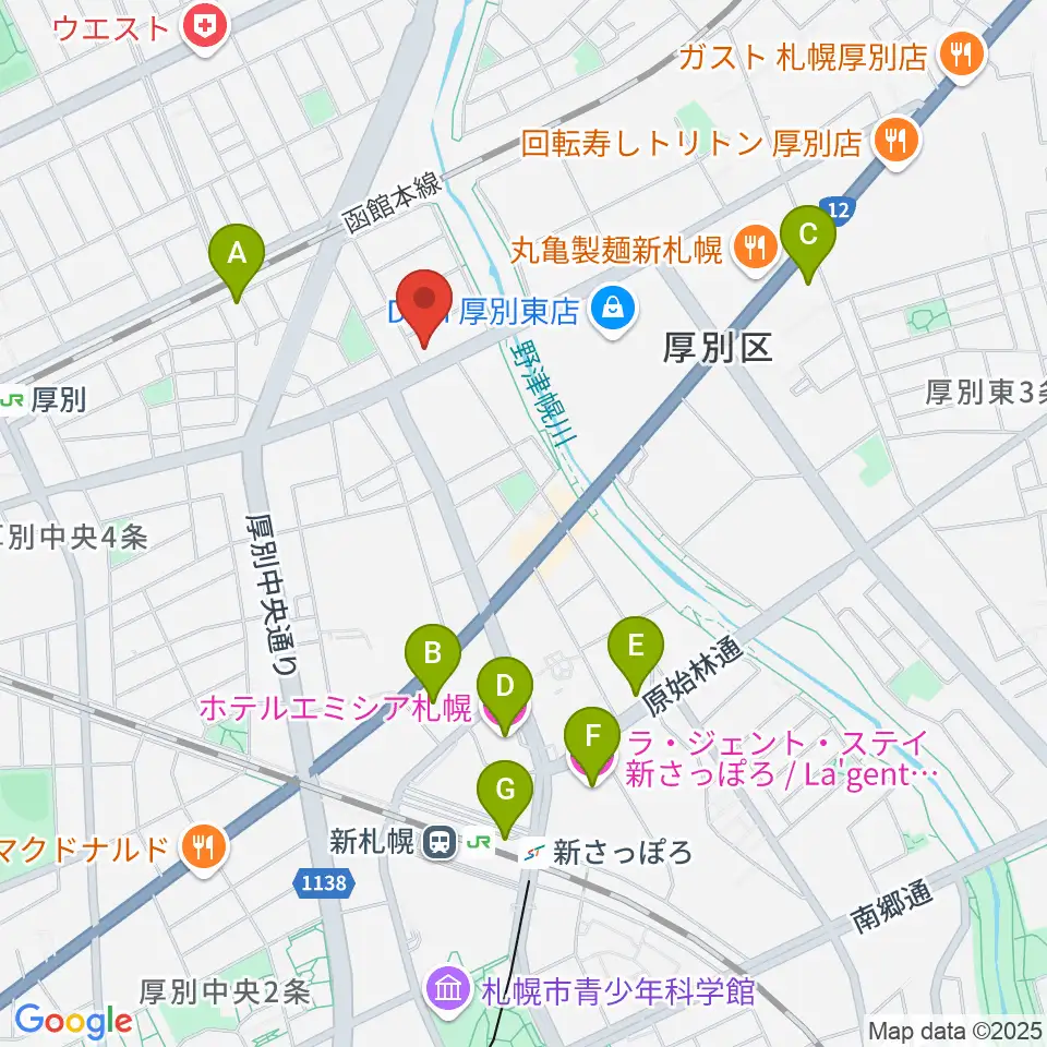 スズキメソード札幌支部 立木教室周辺のホテル一覧地図