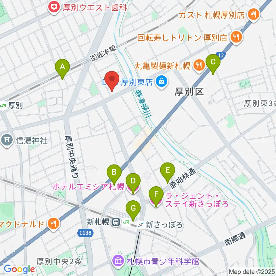 スズキメソード札幌支部 立木教室周辺のホテル一覧地図