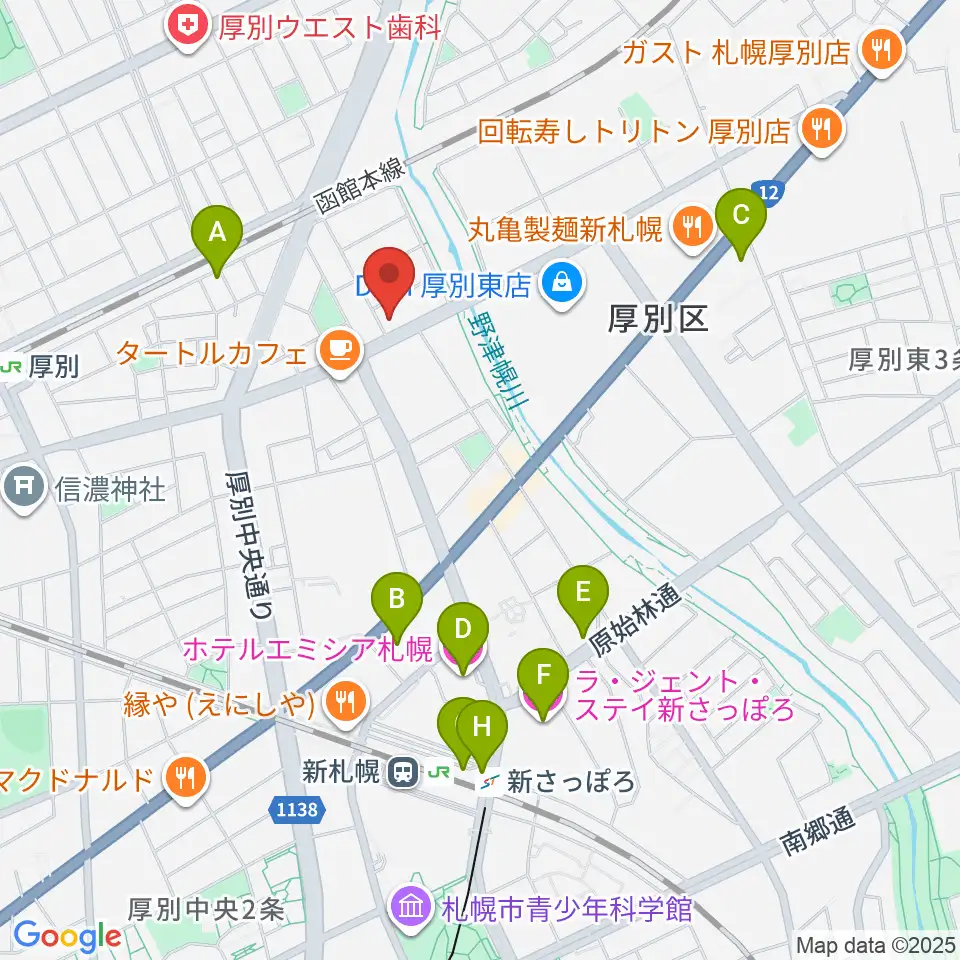 スズキメソード札幌支部 立木教室周辺のホテル一覧地図