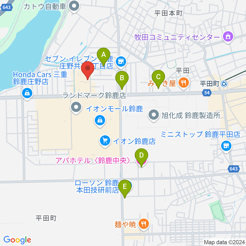 第一楽器 鈴鹿平田センター周辺のホテル一覧地図