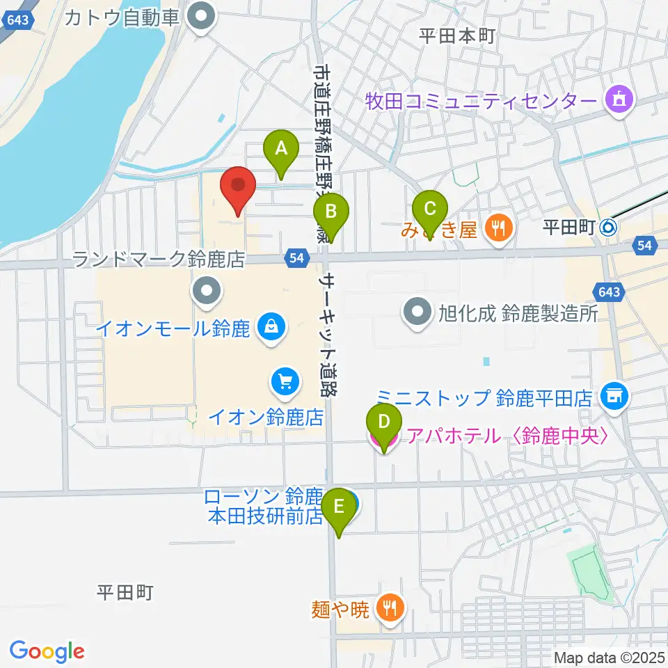 第一楽器 鈴鹿平田センター周辺のホテル一覧地図