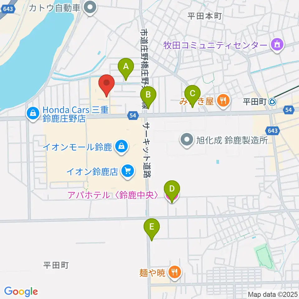 第一楽器 鈴鹿平田センター周辺のホテル一覧地図
