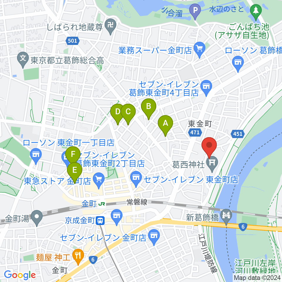 うえのおんがくじゅく かなまち周辺のホテル一覧地図