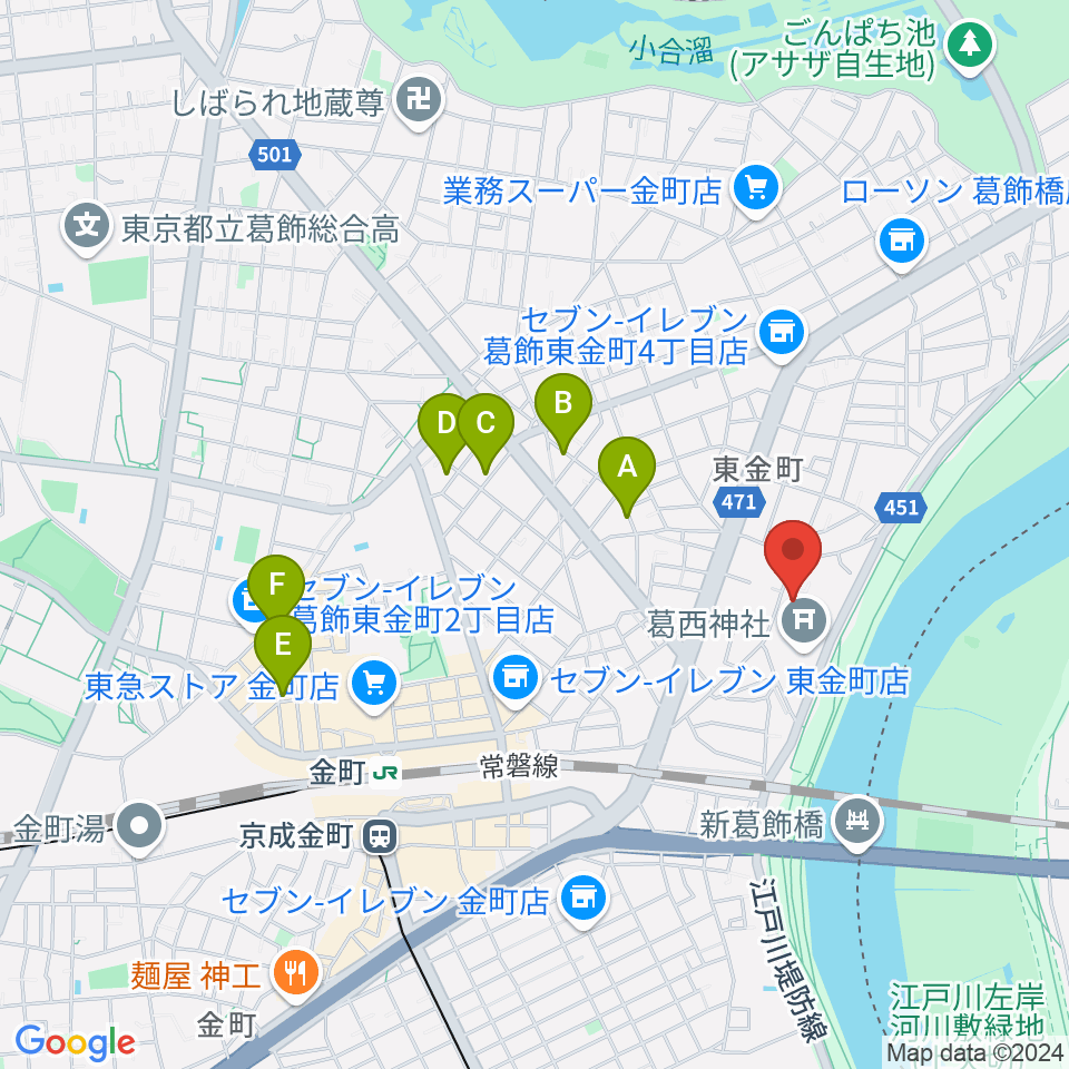 うえのおんがくじゅく かなまち周辺のホテル一覧地図