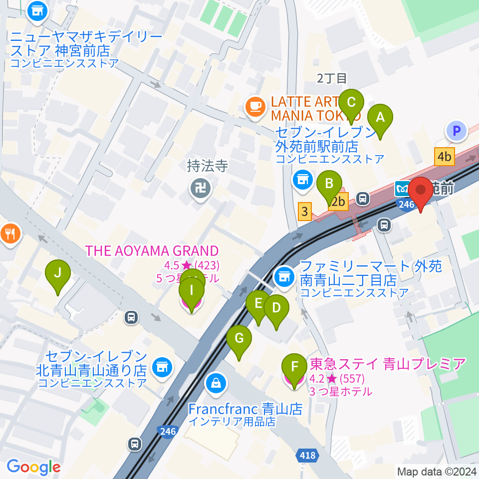 ココデシカ周辺のホテル一覧地図