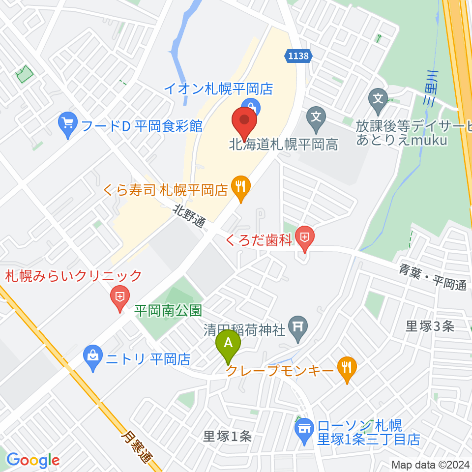 島村楽器 イオンモール札幌平岡店周辺のホテル一覧地図