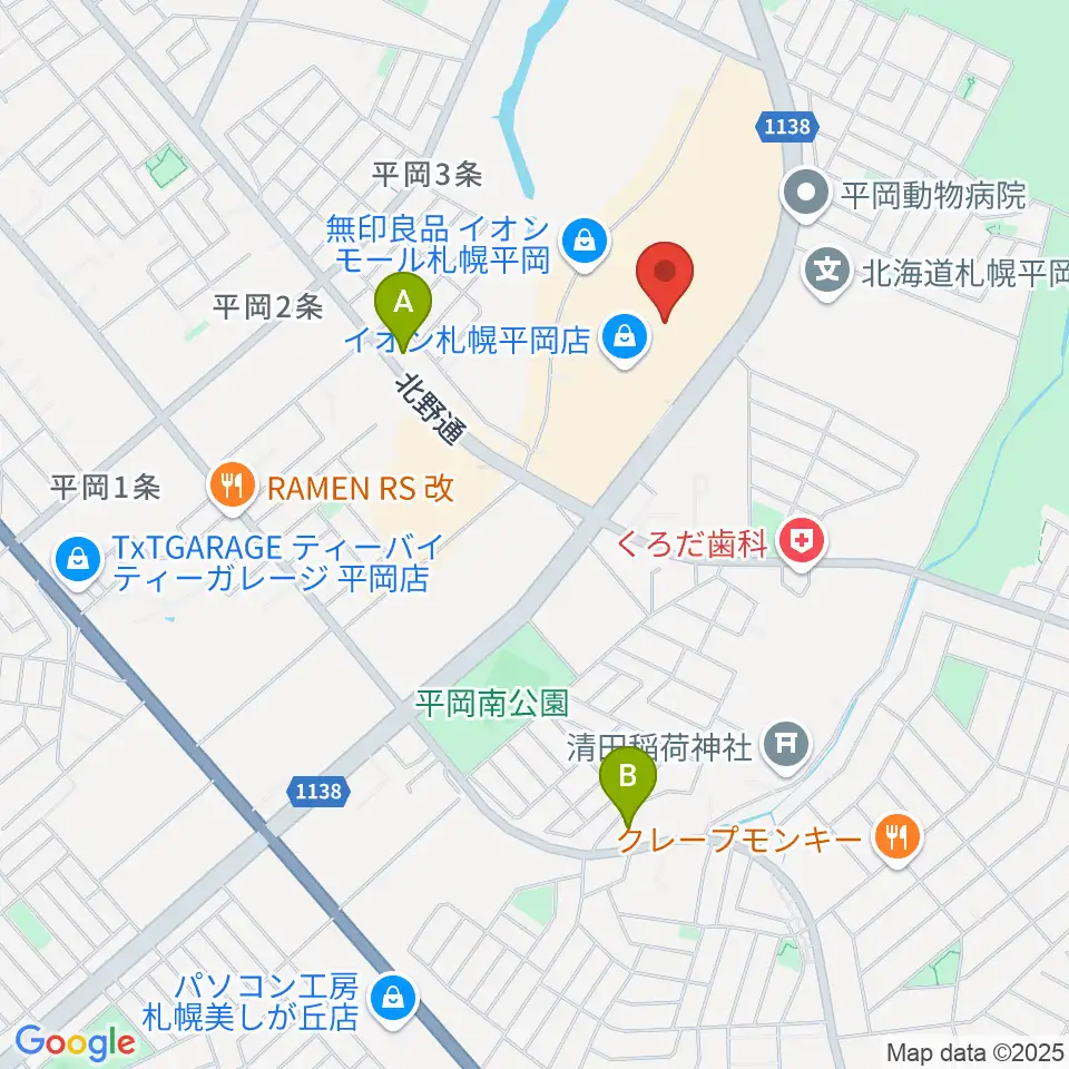 島村楽器 イオンモール札幌平岡店周辺のホテル一覧地図
