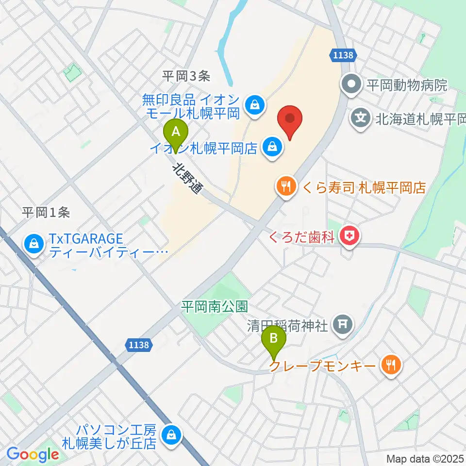 島村楽器 イオンモール札幌平岡店周辺のホテル一覧地図