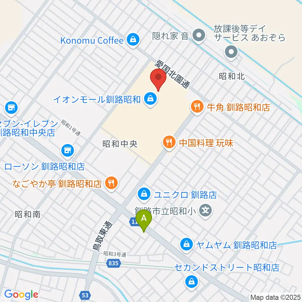 島村楽器 イオンモール釧路昭和店周辺のホテル一覧地図