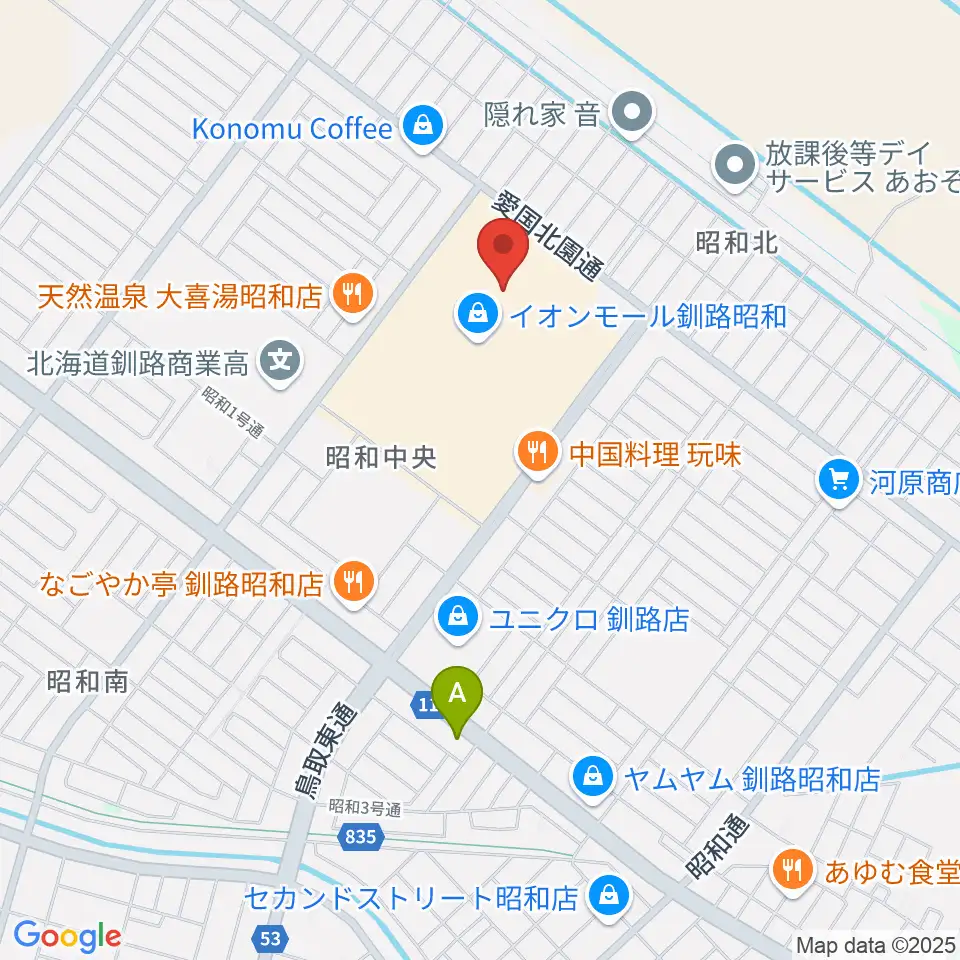 島村楽器 イオンモール釧路昭和店周辺のホテル一覧地図
