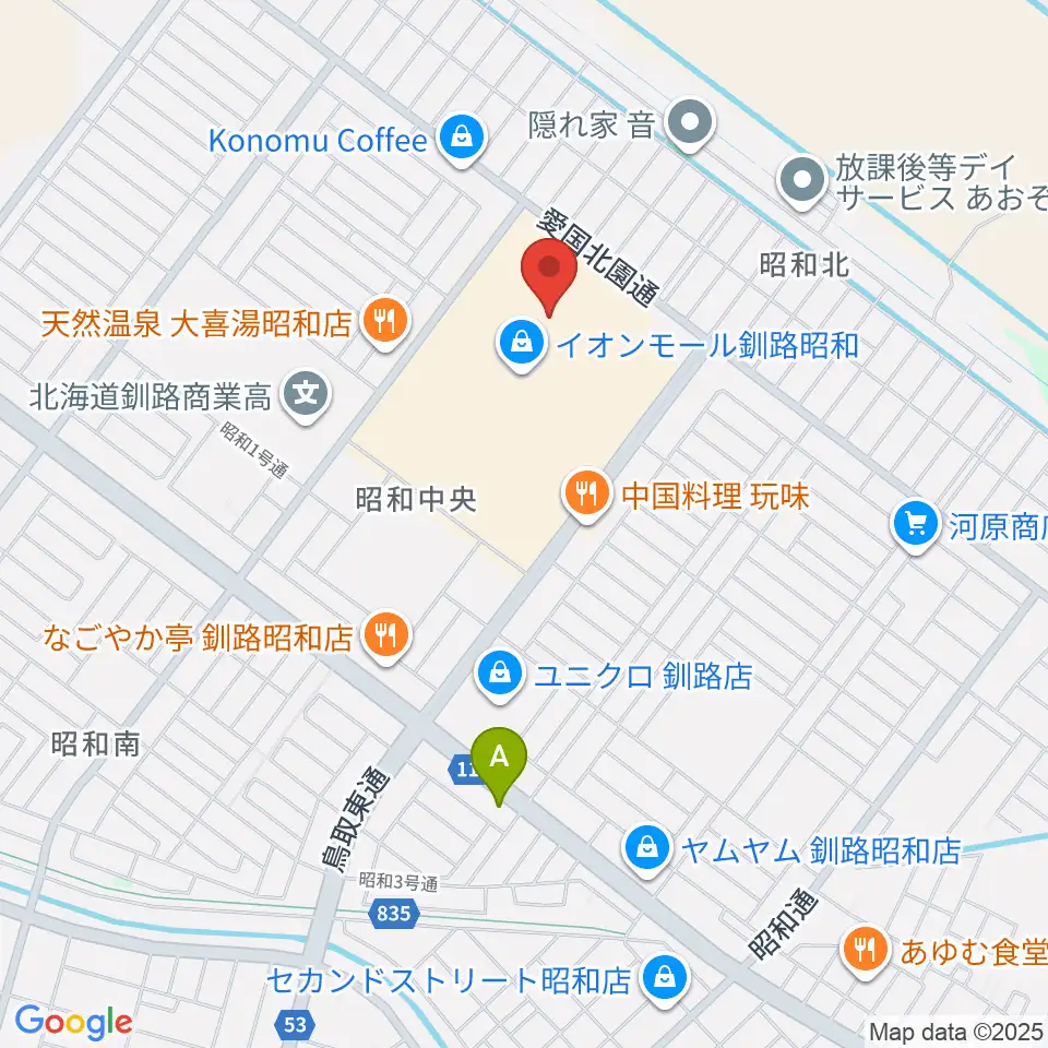 島村楽器 イオンモール釧路昭和店周辺のホテル一覧地図