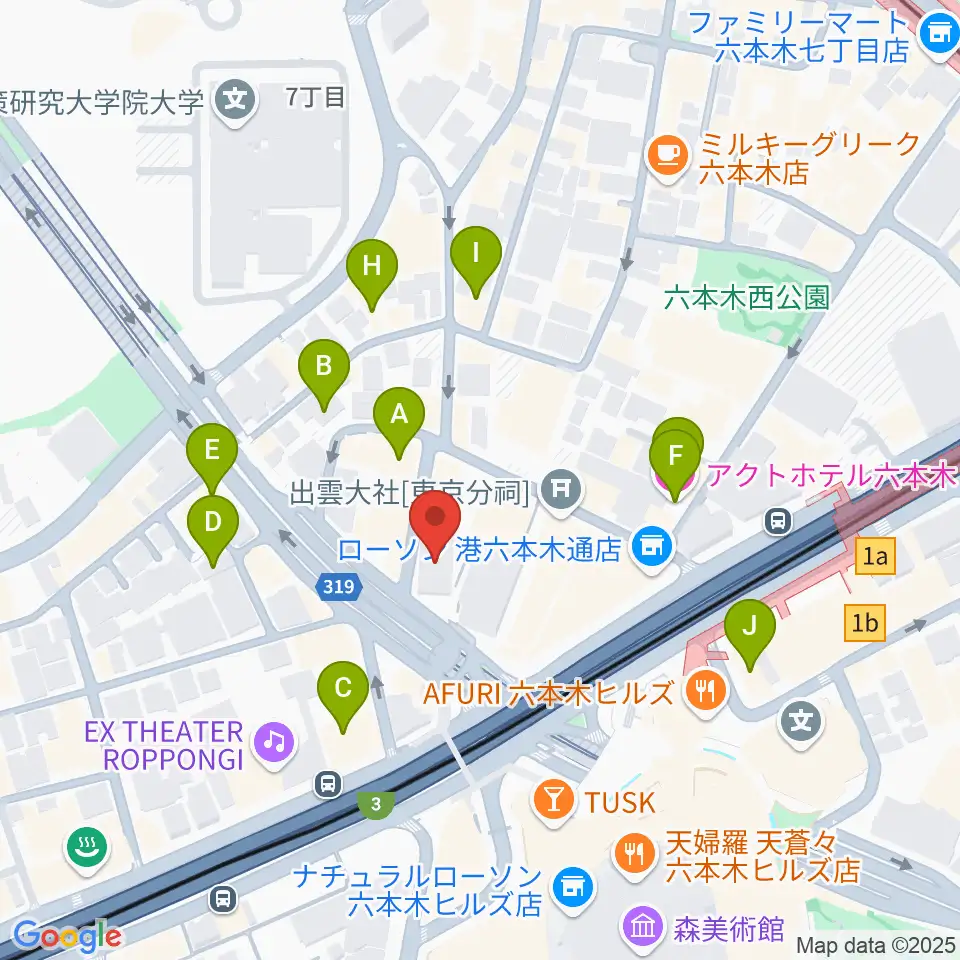 クロスコ六本木スタジオ周辺のホテル一覧地図