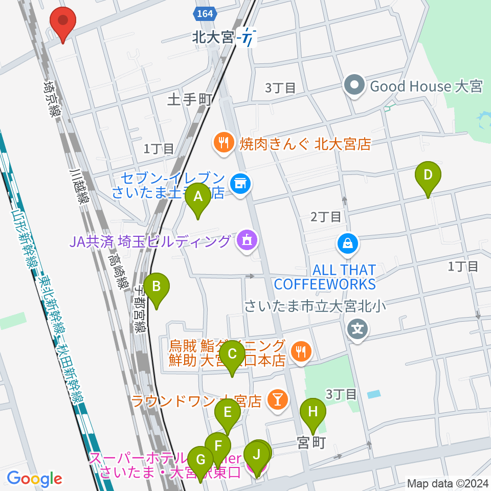 パンダスタジオさいたま周辺のホテル一覧地図