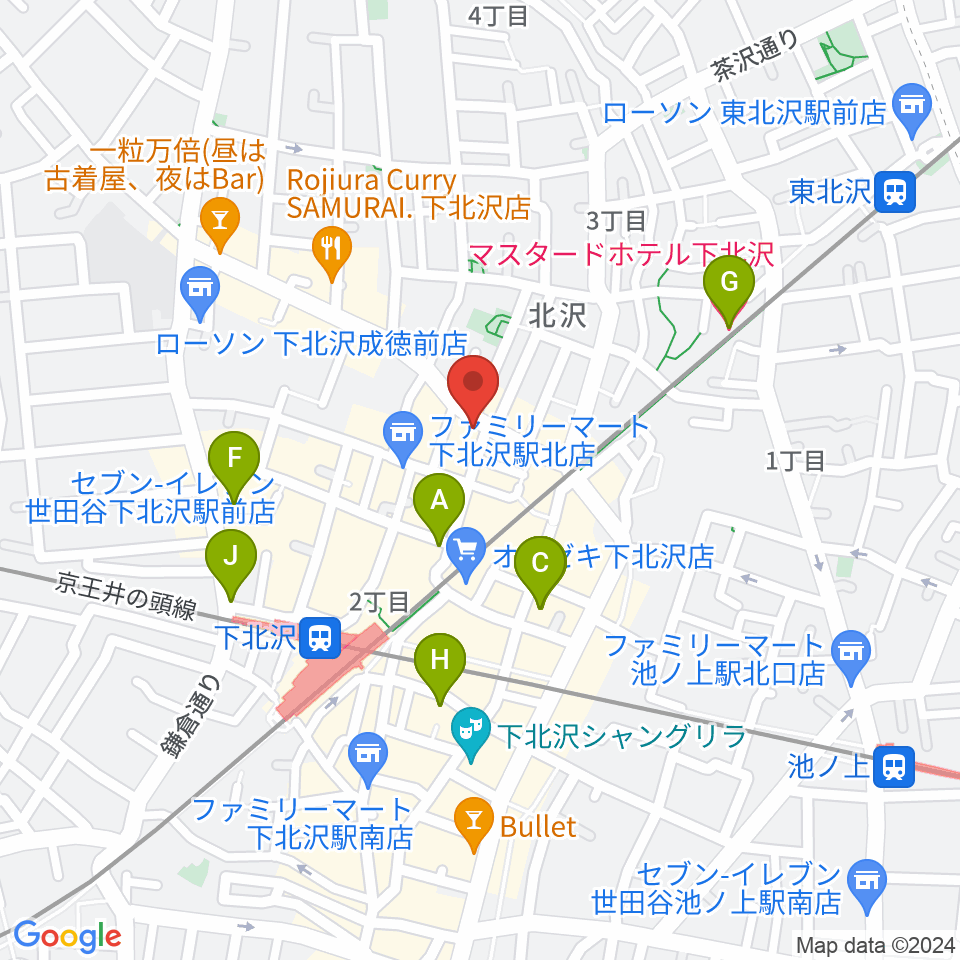 下北沢ラウン周辺のホテル一覧地図