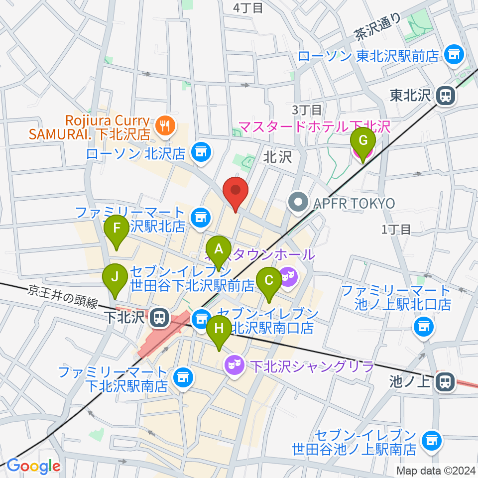 下北沢ラウン周辺のホテル一覧地図