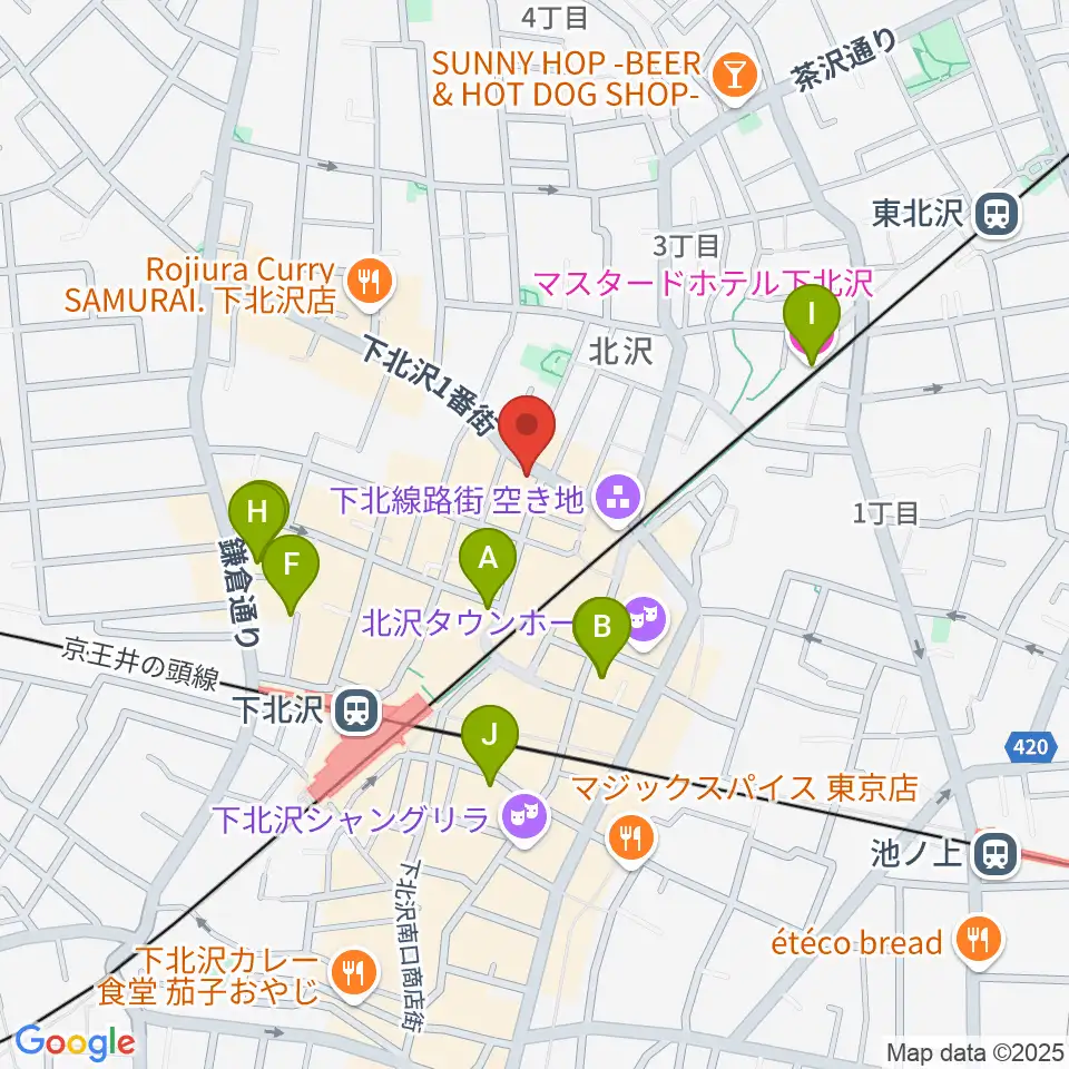 下北沢ラウン周辺のホテル一覧地図