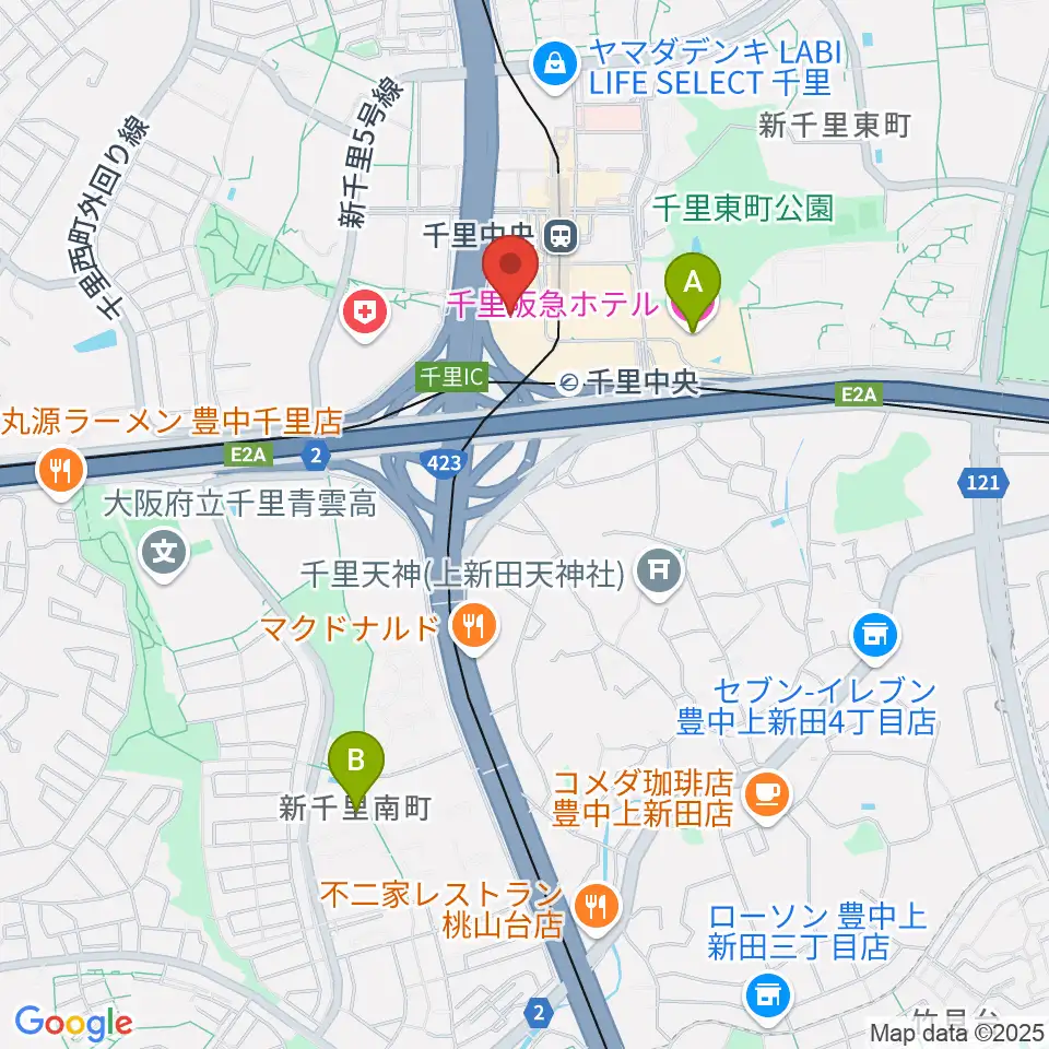 第一楽器 千里中央教室周辺のホテル一覧地図
