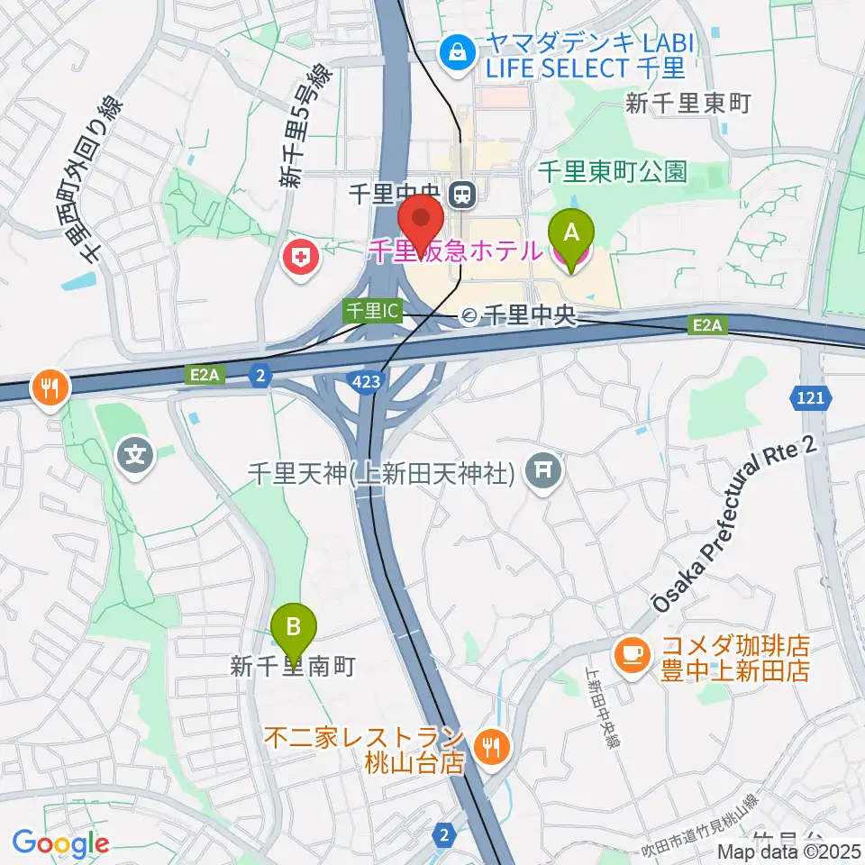 第一楽器 千里中央教室周辺のホテル一覧地図