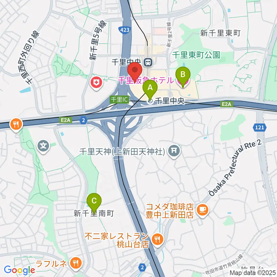 第一楽器 千里中央教室周辺のホテル一覧地図