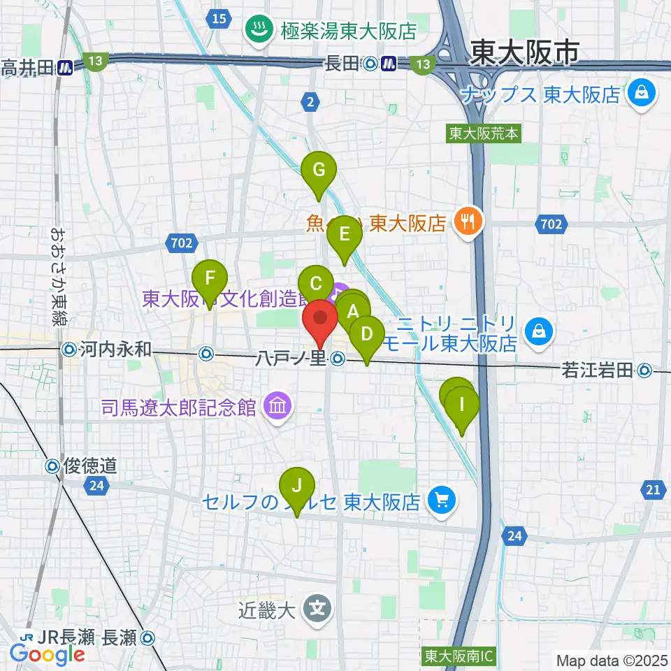 第一楽器 八戸ノ里店周辺のホテル一覧地図