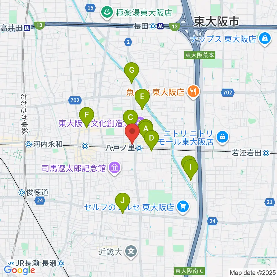 第一楽器 八戸ノ里店周辺のホテル一覧地図