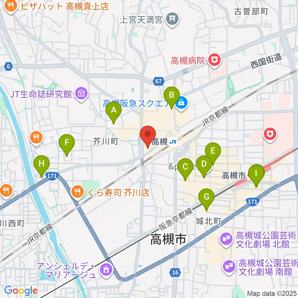 第一楽器 高槻店周辺のホテル一覧地図