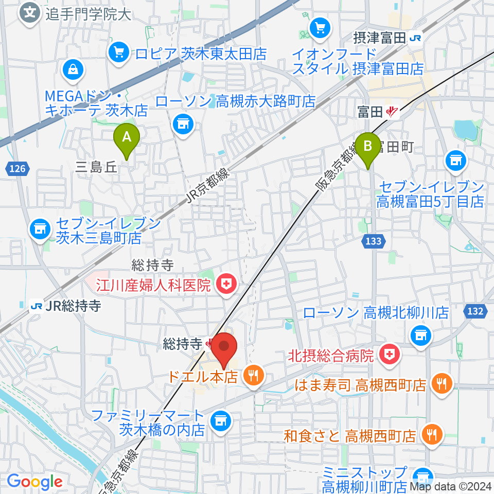 アマービレ楽器周辺のホテル一覧地図