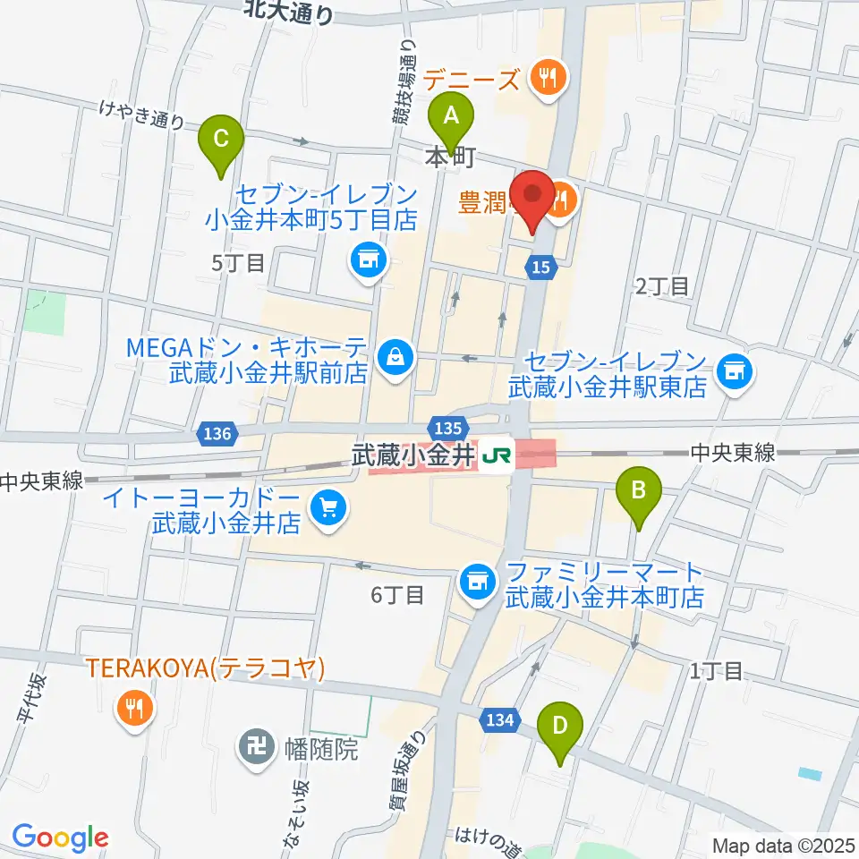 宮地楽器 小金井店周辺のホテル一覧地図