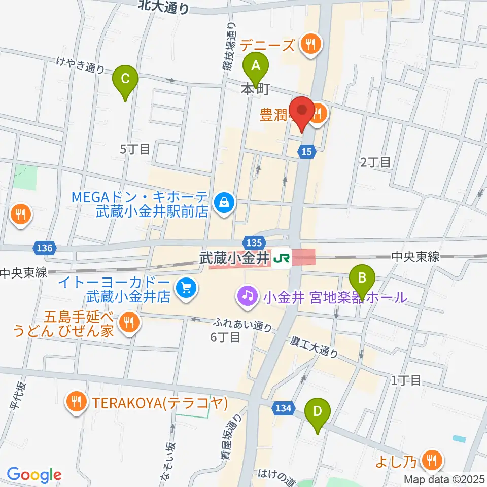 宮地楽器 小金井店周辺のホテル一覧地図
