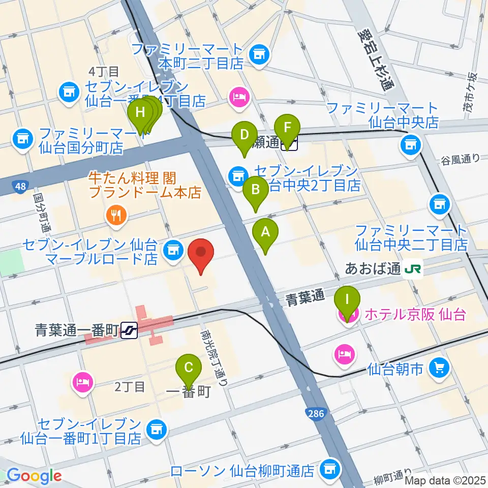 BIGBOSS仙台周辺のホテル一覧地図