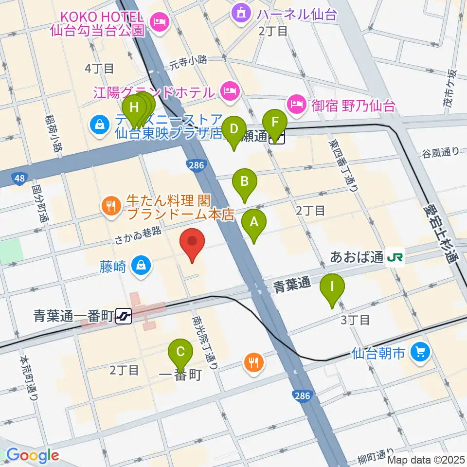 BIGBOSS仙台周辺のホテル一覧地図