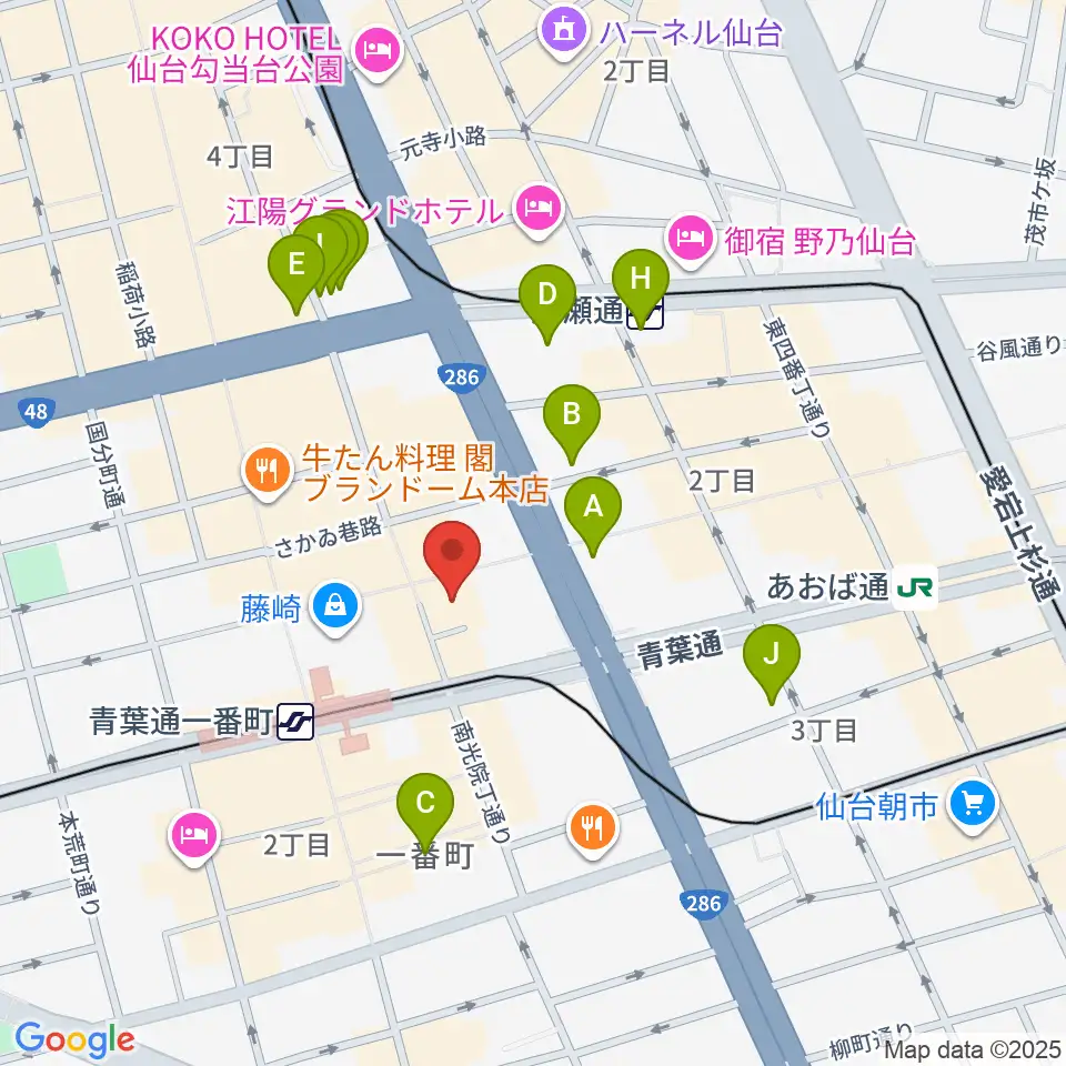 BIGBOSS仙台周辺のホテル一覧地図