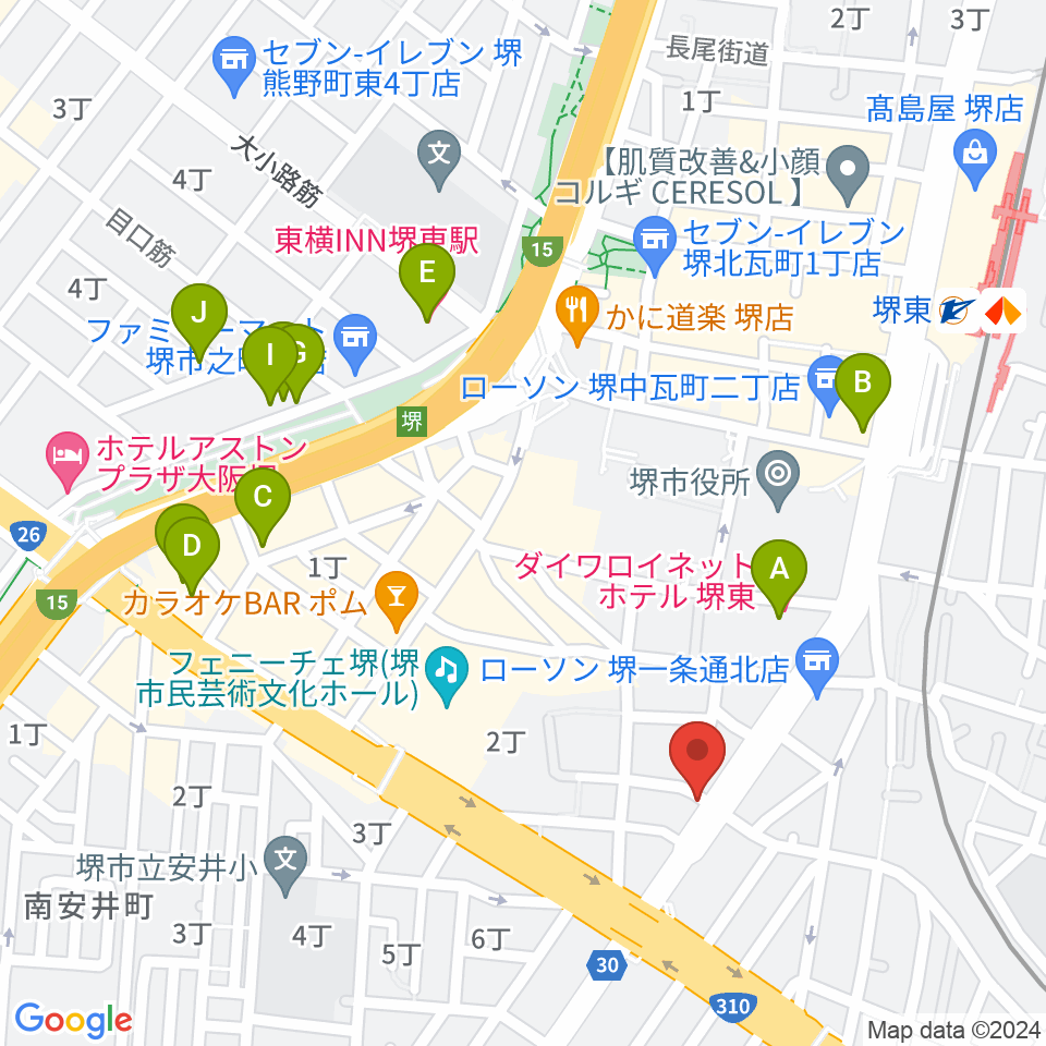 カルロスギター周辺のホテル一覧地図