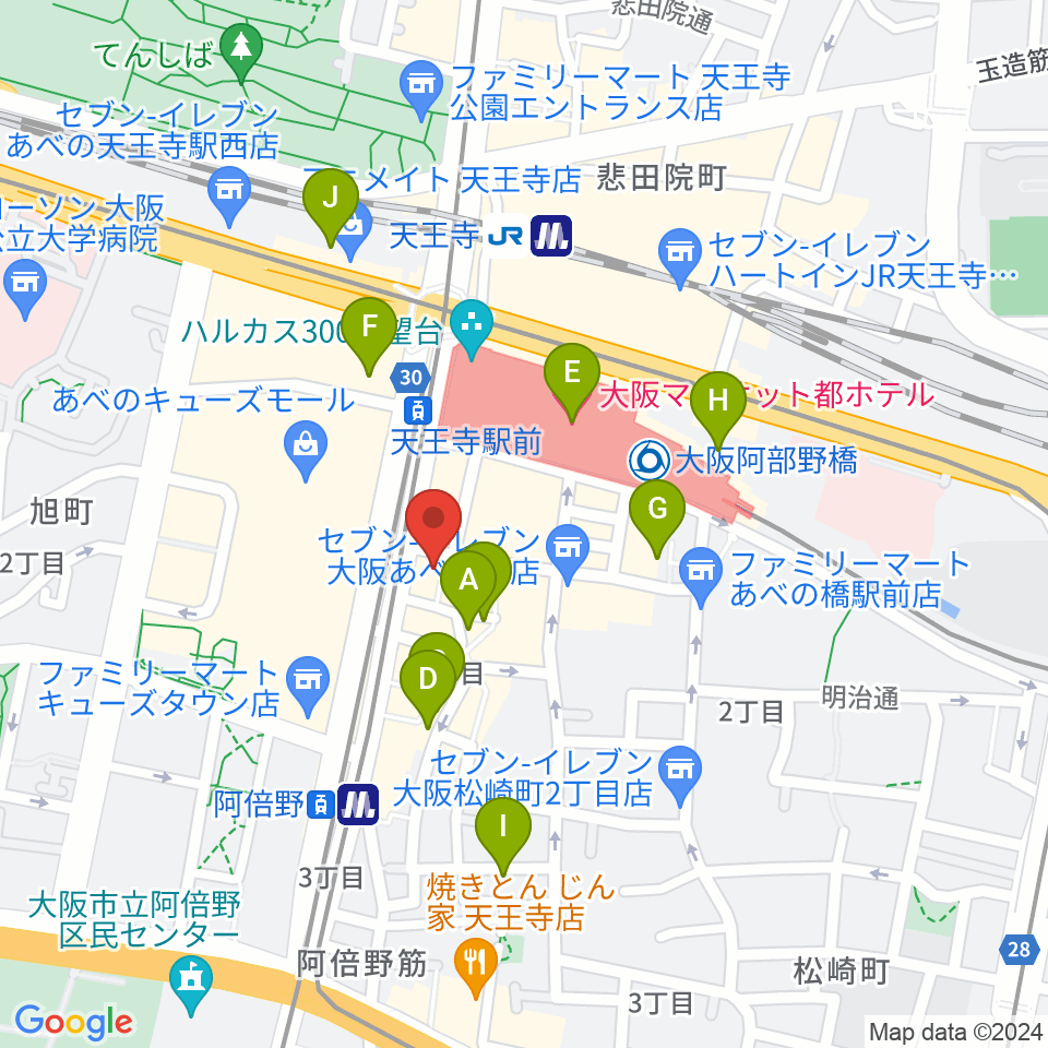 ワタナベ楽器店 音楽館周辺のホテル一覧地図