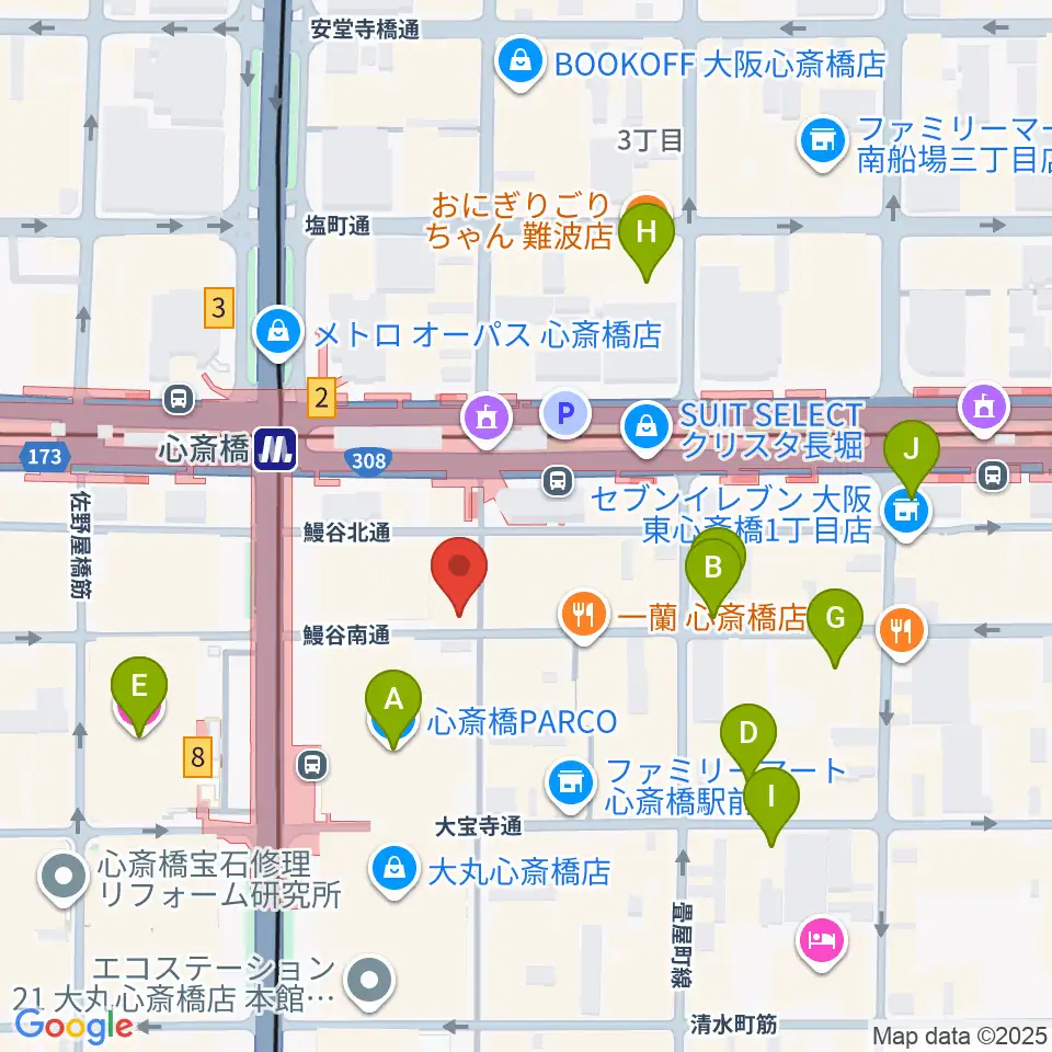 三木楽器 心斎橋店周辺のホテル一覧地図