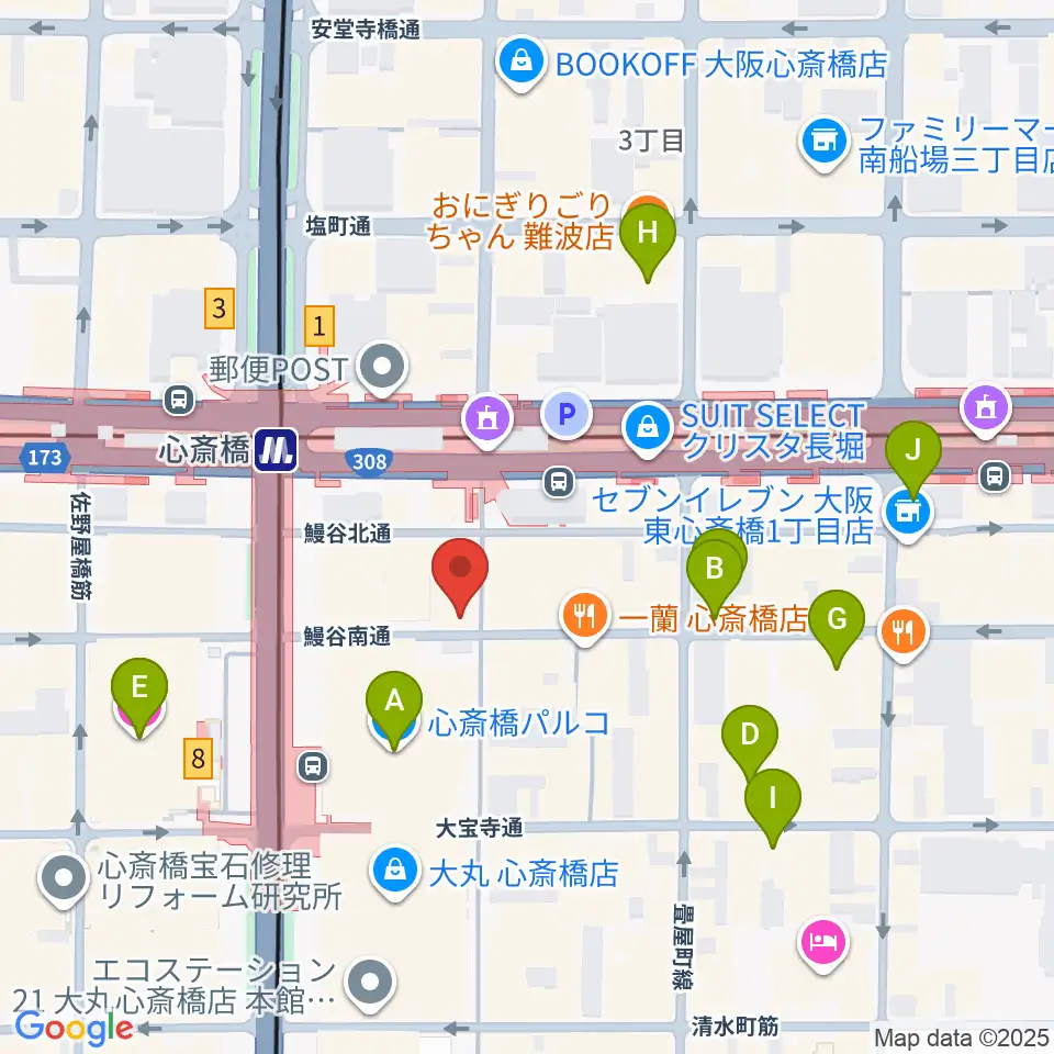 三木楽器 心斎橋店周辺のホテル一覧地図
