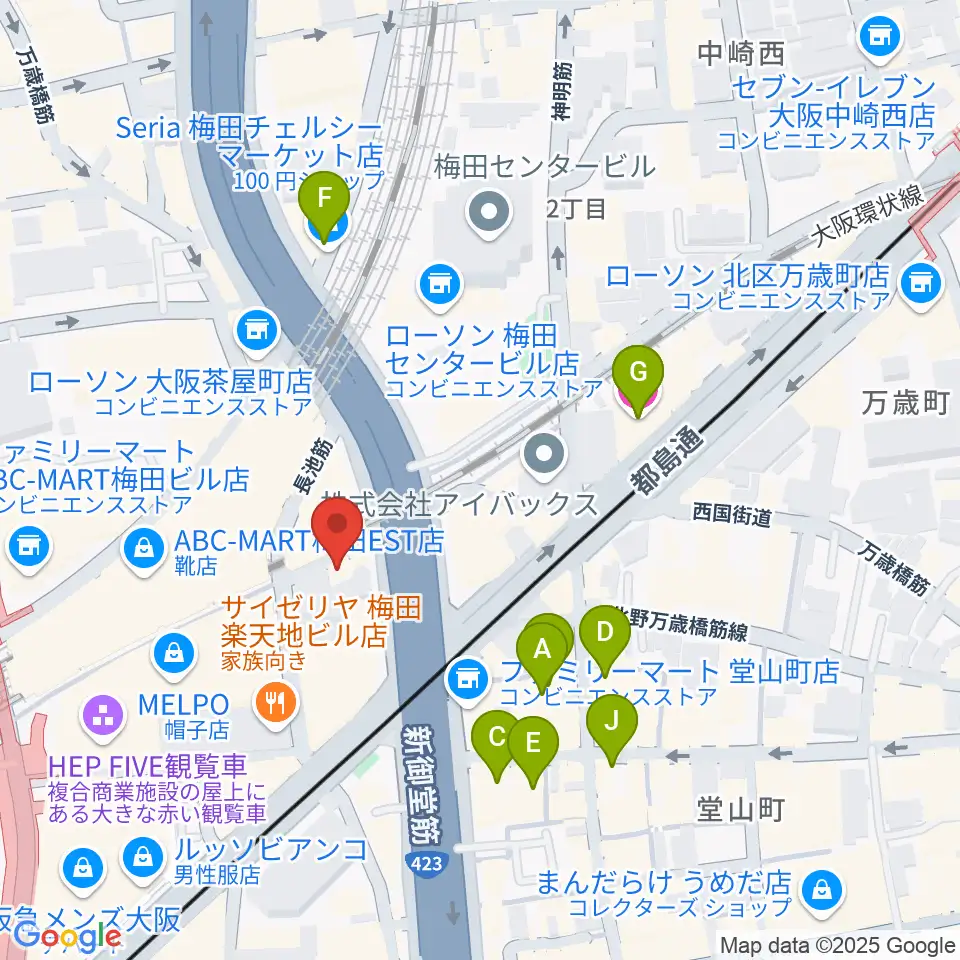 三木楽器 梅田店周辺のホテル一覧地図