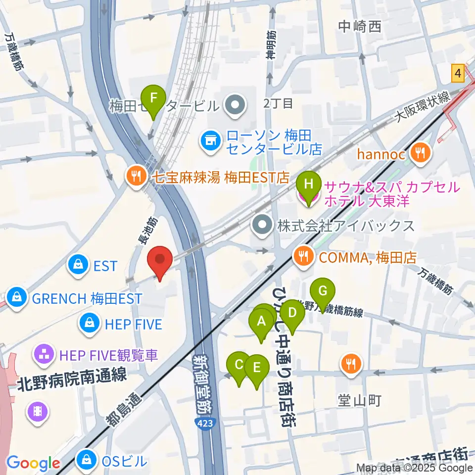 三木楽器 梅田店周辺のホテル一覧地図