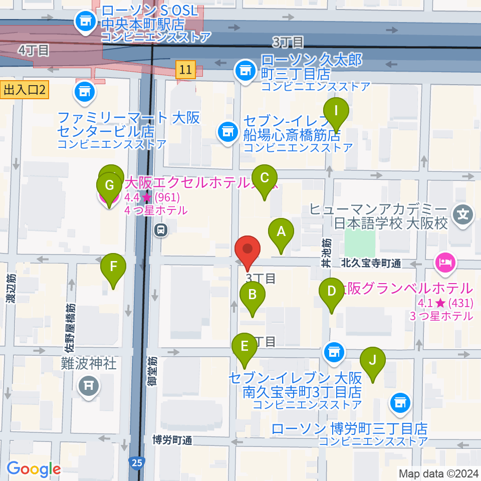 三木楽器開成館周辺のホテル一覧地図