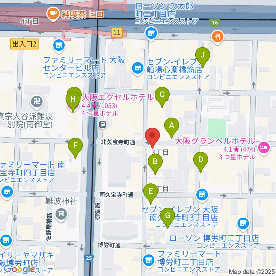 三木楽器開成館周辺のホテル一覧地図