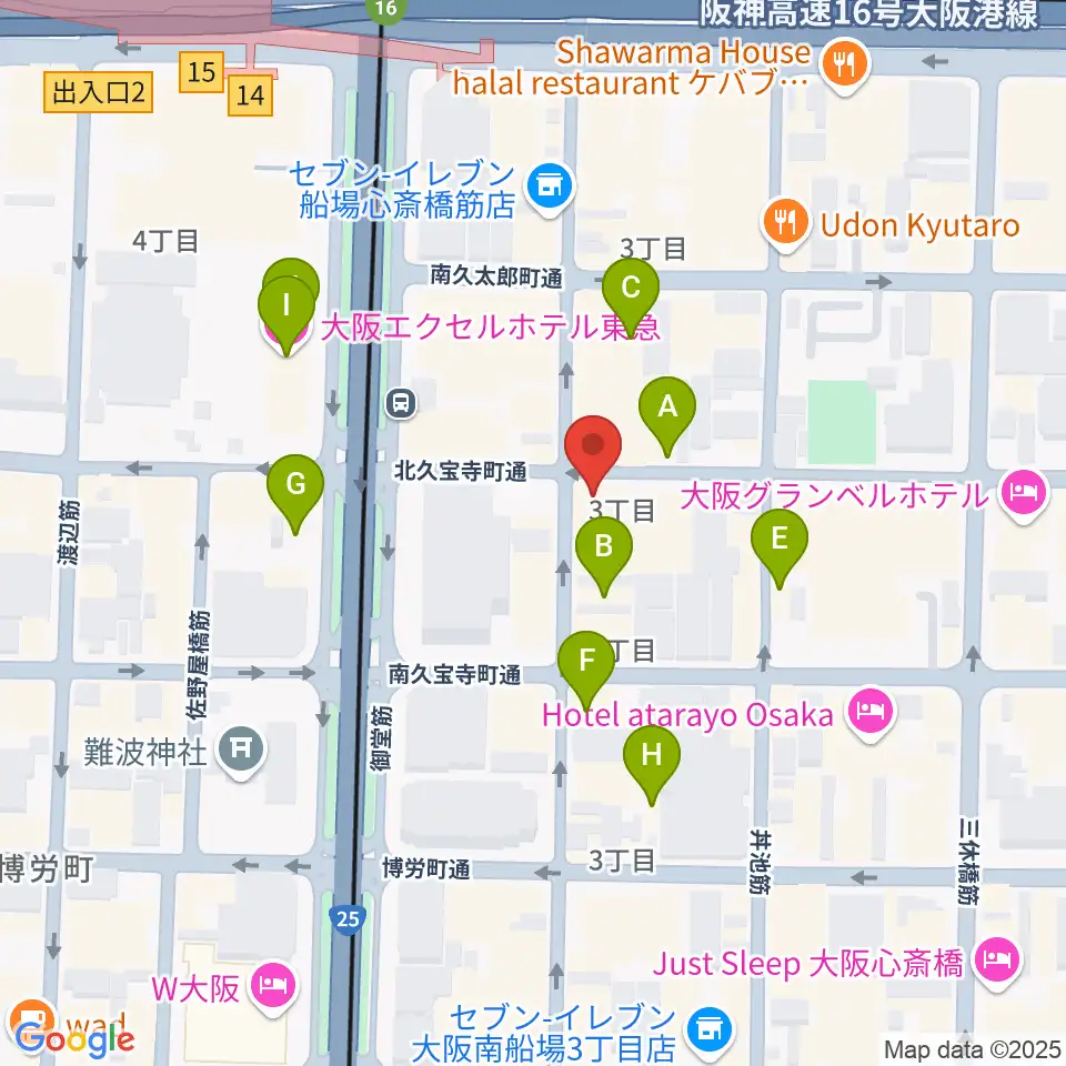三木楽器開成館周辺のホテル一覧地図