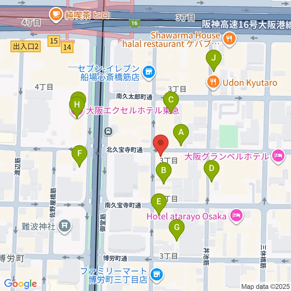 三木楽器開成館周辺のホテル一覧地図