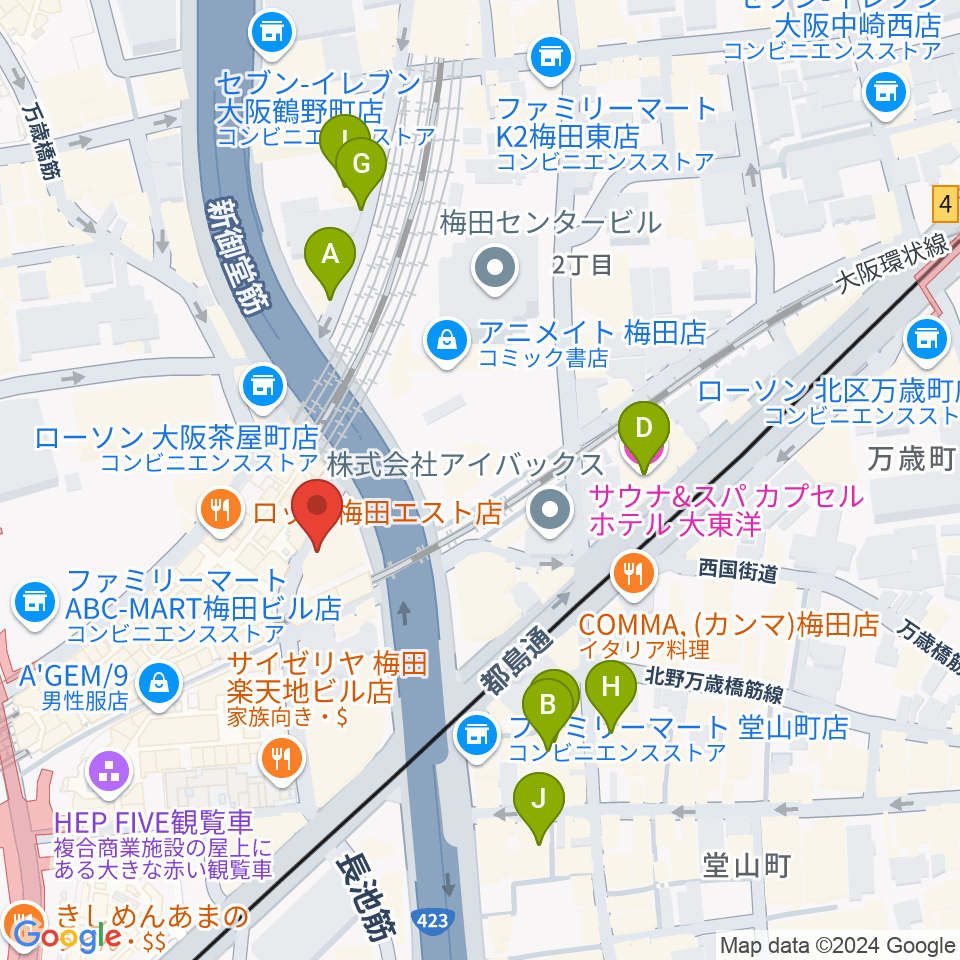 ドルチェ・アートホールOsaka周辺のホテル一覧地図