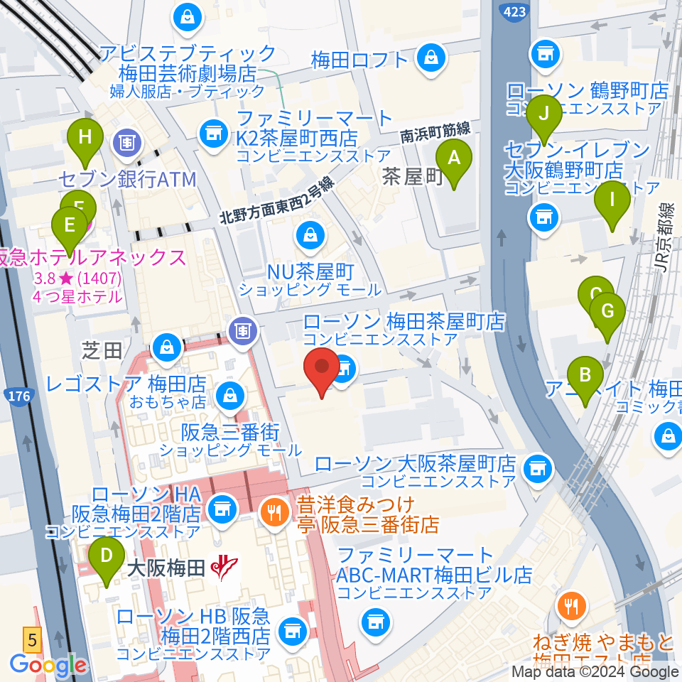 MIKIミュージックサロン梅田周辺のホテル一覧地図