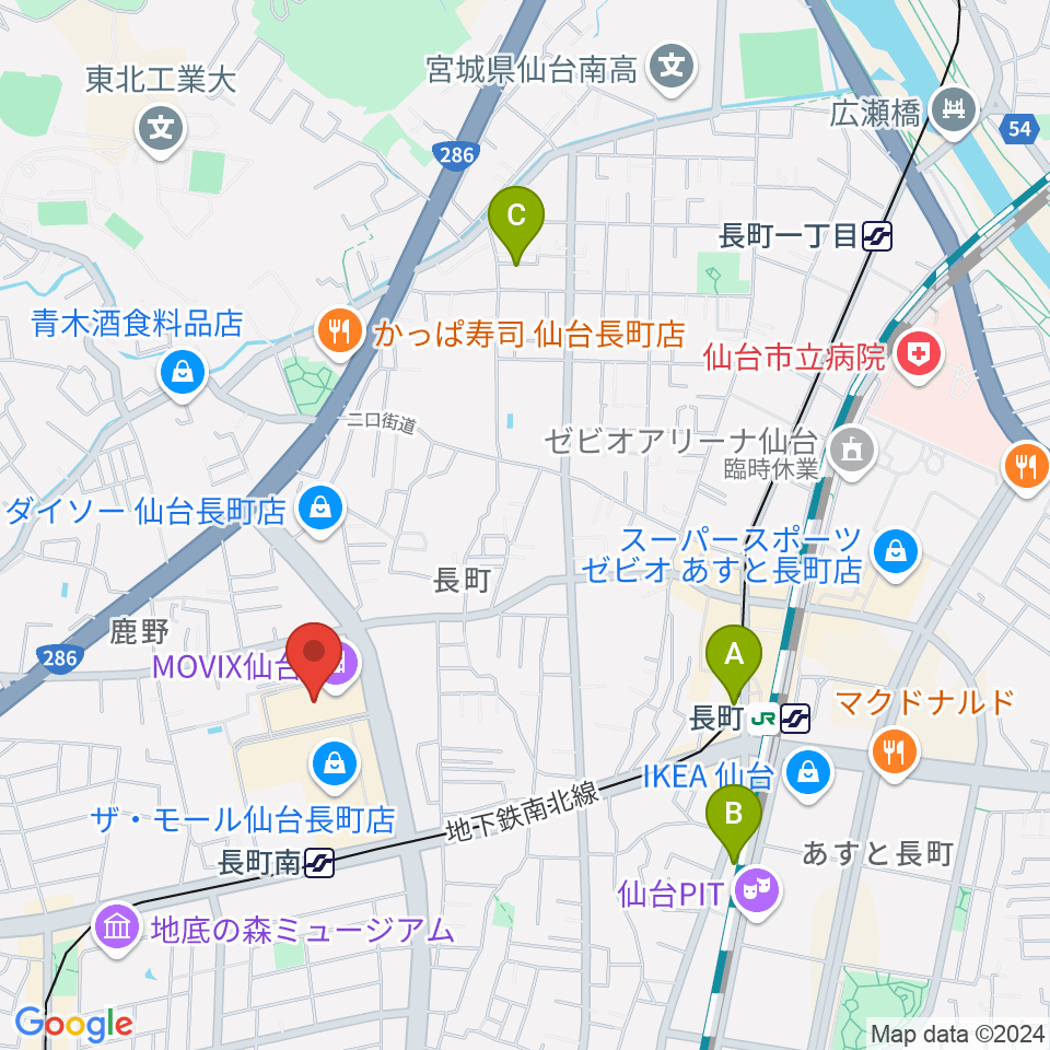 島村楽器 仙台長町モール店周辺のホテル一覧地図