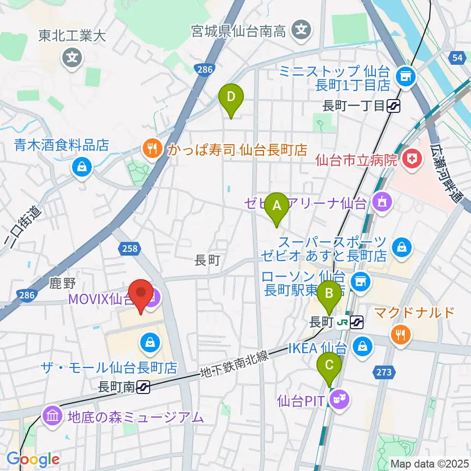 島村楽器 仙台長町モール店周辺のホテル一覧地図