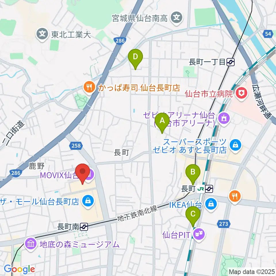 島村楽器 仙台長町モール店周辺のホテル一覧地図
